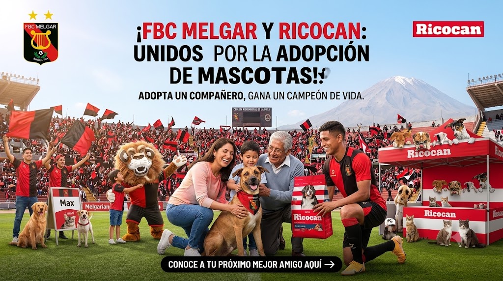 Jugadores e hinchas de FBC Melgar con perros de la campaña de adopción